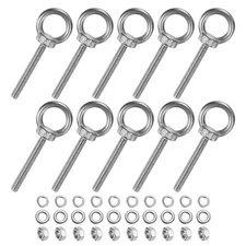10-Sets Stainless Eyebolt M6x50mm Shoulder Lifting Eye Bolt with Nuts Washers