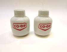 Vintage 1980s Co-Op Red on White Porcelain Miniature 3" Propane Tank Salt Pepper