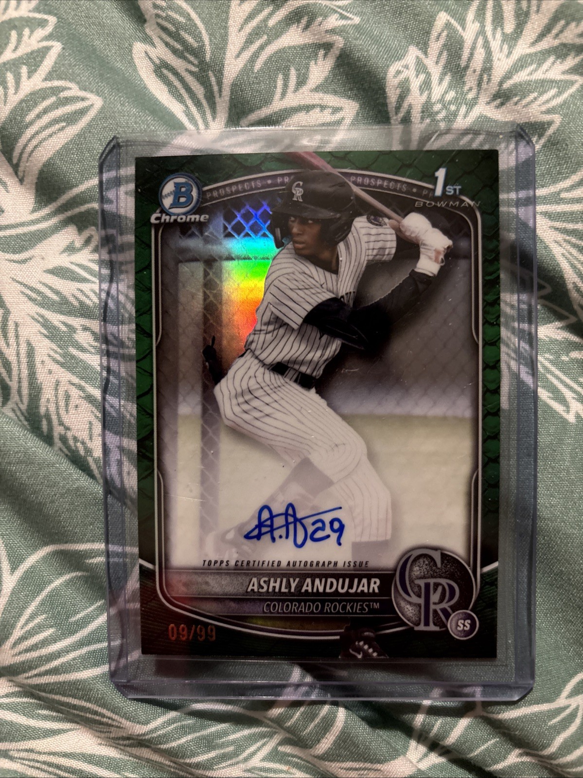 2025 Bowman Chrome Ashly Andujar #CPA-AA Green Reptilian Auto /99 Rockies