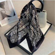 100 Mulberry Silk cashew Print Neckerchief Scarf 26'' Bandana Shape Wrap new