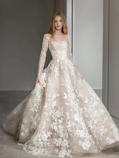 Wedding Dress A-Line For Bride Princess Sweetheart With Detachable Full Sleeves