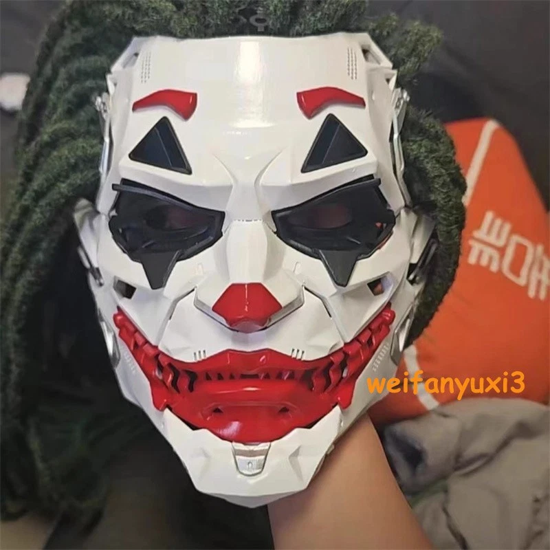 Joker Full Face Masks Resin Cosplay Props w/Dreadlocks Punk Style Accessories - Image 3 of 4