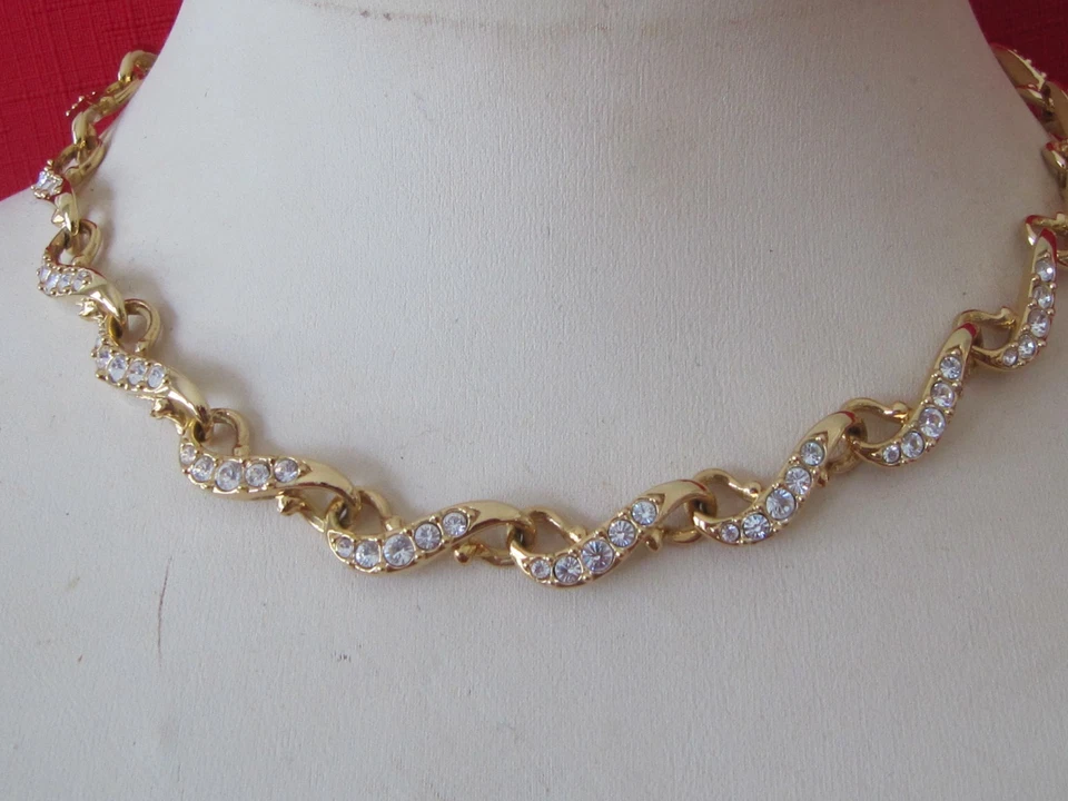 复古施华洛世奇天鹅签名金色水晶无限项链项链闪亮 — 第 4/4 张图片