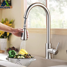 Brushed Nickel Kitchen Faucet Pull Out Flexible Nozzle Sink Mixer Tap