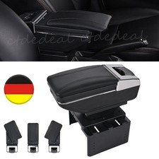 Mittelarmlehne Armauflage mit Staufach Ledertop Universal für Auto KFZ Schwarz