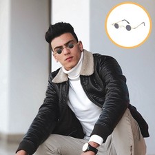 Retro Round Sunglasses Vintage Punk Style Circle Lens Metal Frame Sunglasses