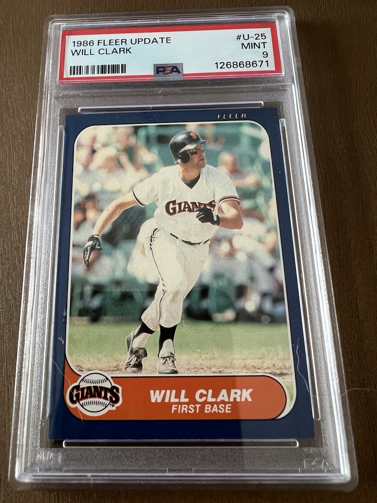 1986 Fleer Update WILL CLARK #U-25 ROOKIE RC Giants - PSA 9 MINT