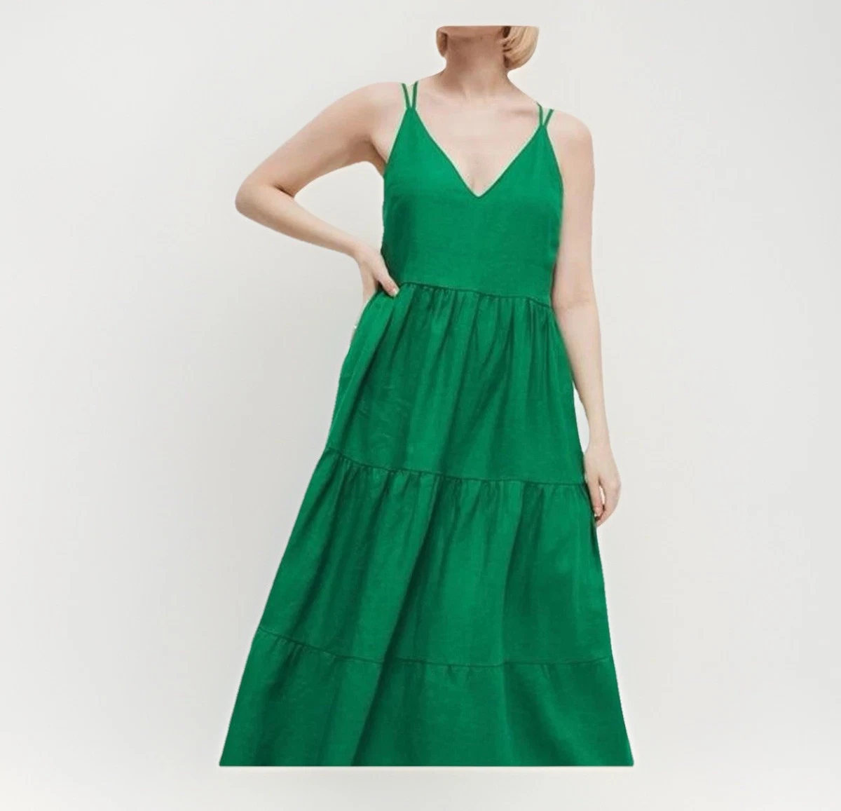 green emerald velvet dress Second-Hand Witchery Versatile Shirred Bodice Tiered Maxi Dress Size 8 –  SwapUp
