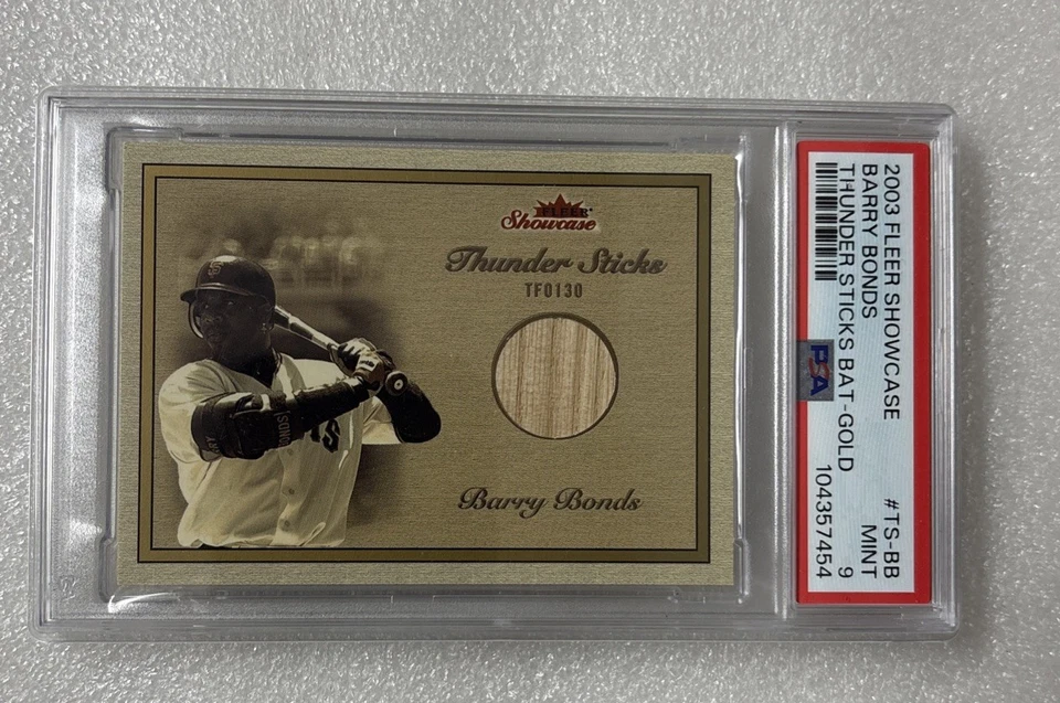 2003 Fleer Showcase Barry Bonds Thunder Sticks Gold Game Used Bat /99 Bat PSA 9 - Image 3 of 4
