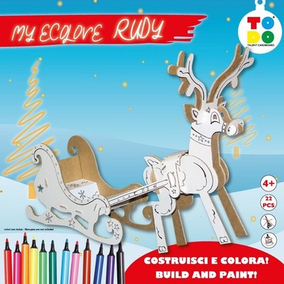 3D Karton Weihnachten Rudolf Rentier Puzzle zum Zusammenbauen und Bemalen