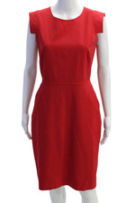 J Crew Womens Textured Round Neck Sleeveless Lined Pencil Dress Red Size 4