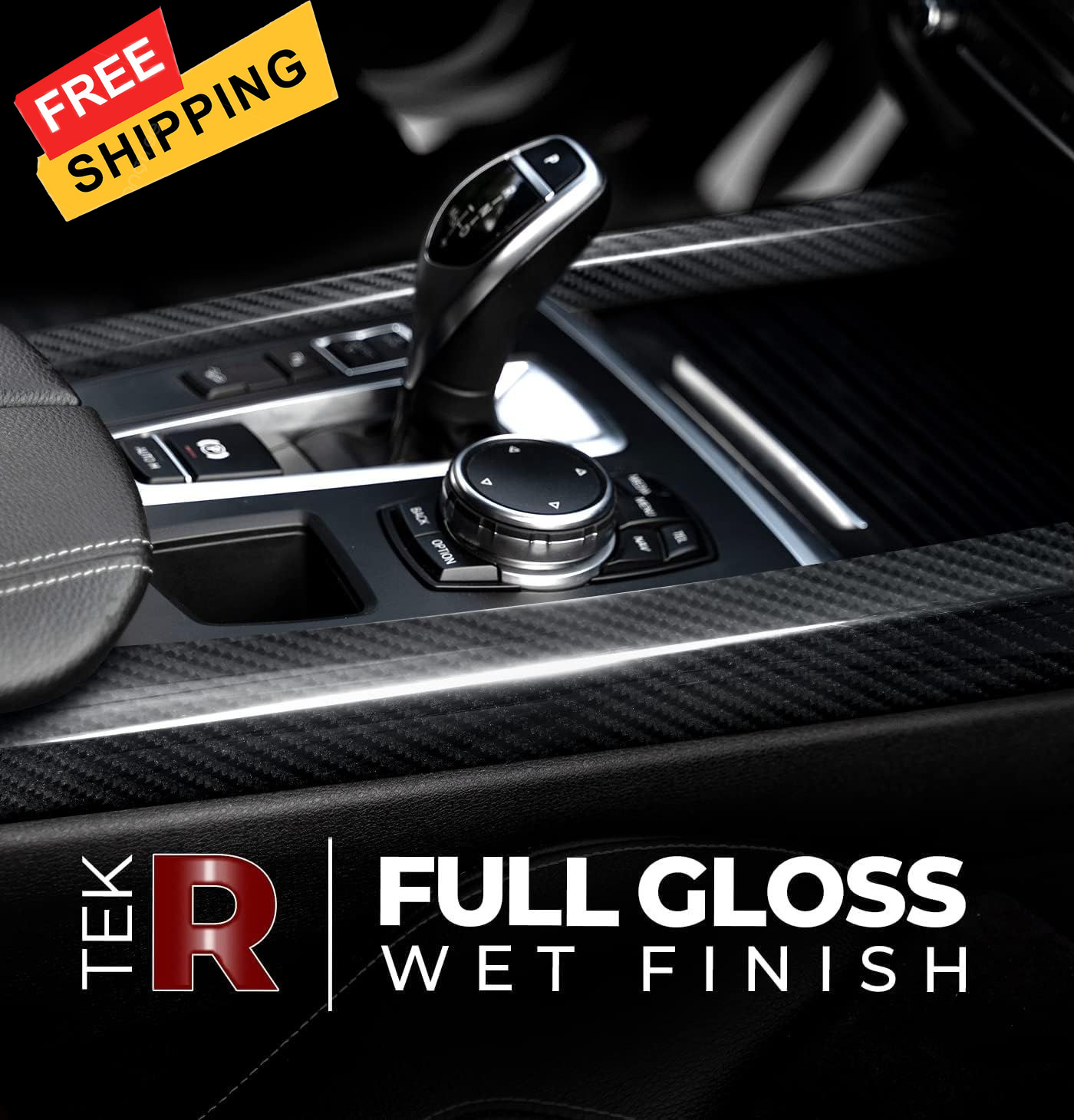 VViViD Super Gloss Black Carbon Fiber Tek Art 1ft x 5ft, black