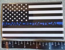 Advanced Tactical Thin Blue Line American Flag Vinyl Sticker Decal Shot Show
