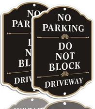 No Parking Do Not Block Driveway Sign, 2 Pack 10 ”x14 ” Metal  