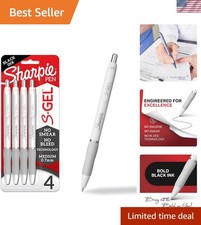 Elegant S-Gel Medium Point Pens 0.7mm - 4 Count Black Ink for Writing & Drawing