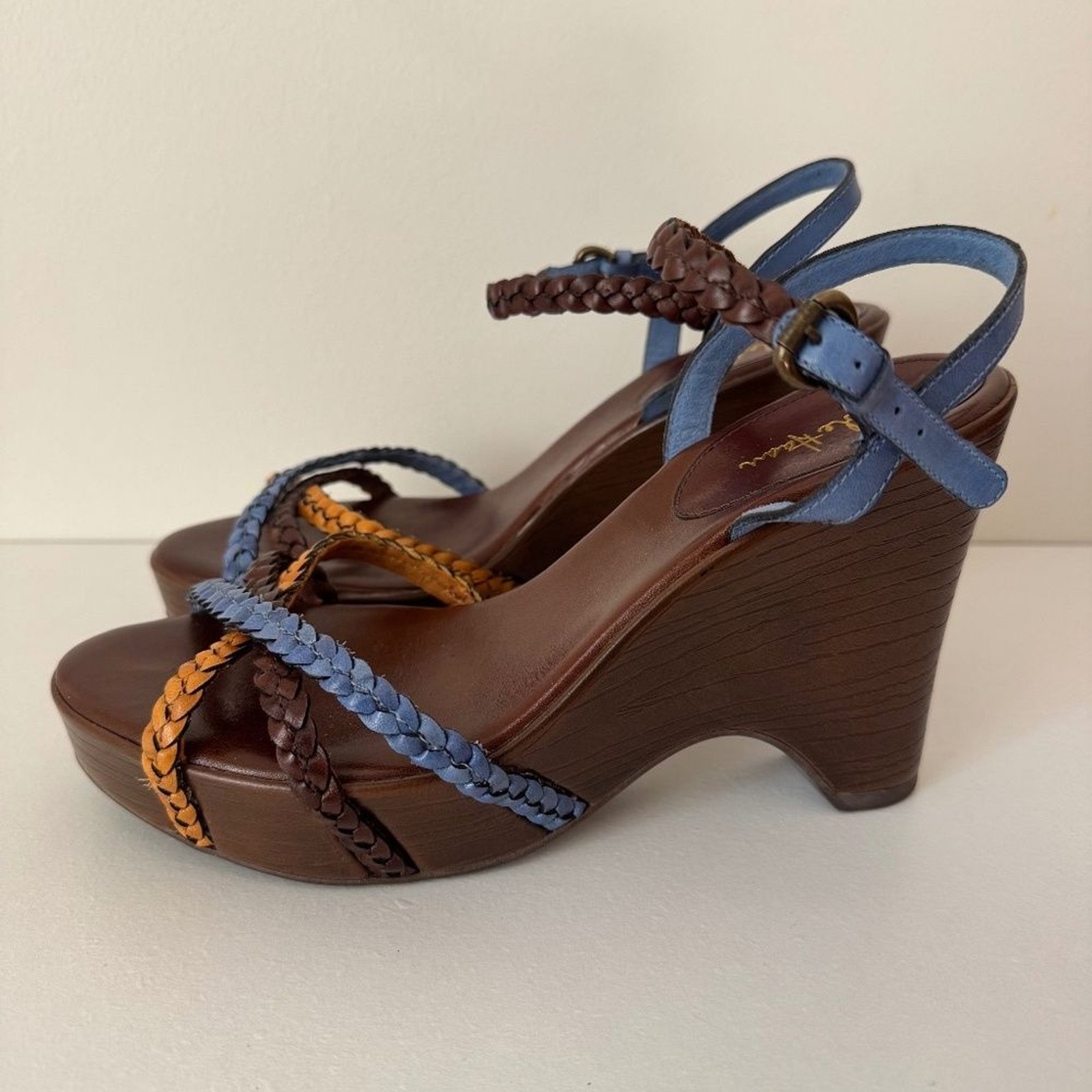 APL Sandalo con zeppa e cinturino in pelle intrecciata marrone Cole Haan nuovo senza scatola Taglia 7 5