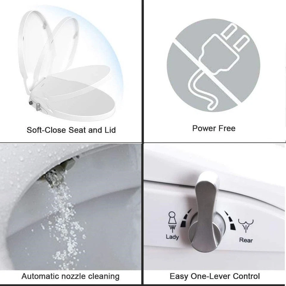 Sedile WC Doccia con Bidet Doppio Ugello Autopulente Forma O, Abbassamento Automatico - Immagine 3 di 4