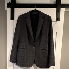 Women's Gray Notch Lapel Single-Breasted One-Button Lined Blazer Jacket