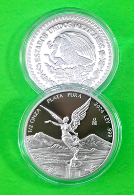 2024 1/2 Silver Libertad Proof * 1/2 OZ Plata Pura Ley .999 Mexico