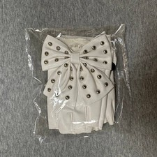 Cute white fingerless gloves with a big studded bow on top