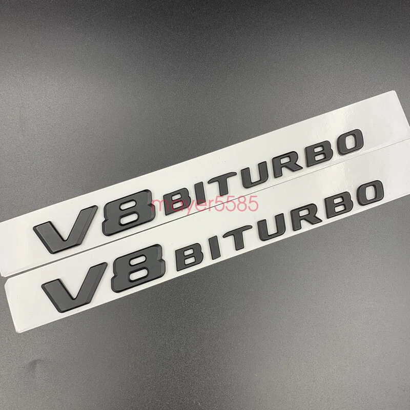 Pegatina insignia emblema maletero BITURBO G500 V8 NEGRO BRILLANTE para Mercedes Benz G500 Foto 2 de 4