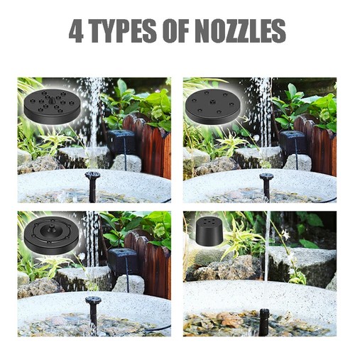 Solar Springbrunnen Solarbrunnen Teichpumpe Außen Garten Vogelbad Wasserpumpe 5W - Bild 7 von 12