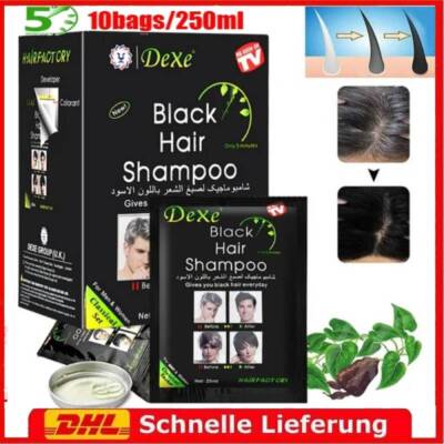 10 Bags x 25ml DeXe Black Hair Shampoo in 5 Minuten Schwarze Haare für Men/Women