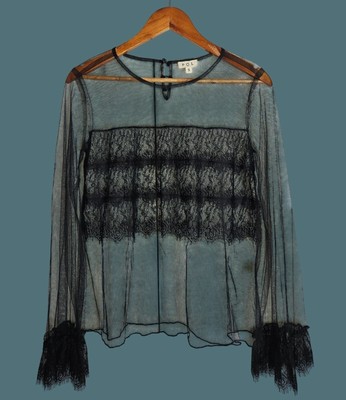 POL Sheer Lace Sexy Delicate Witchy Goth Blouse Women Small Relaxed Fit