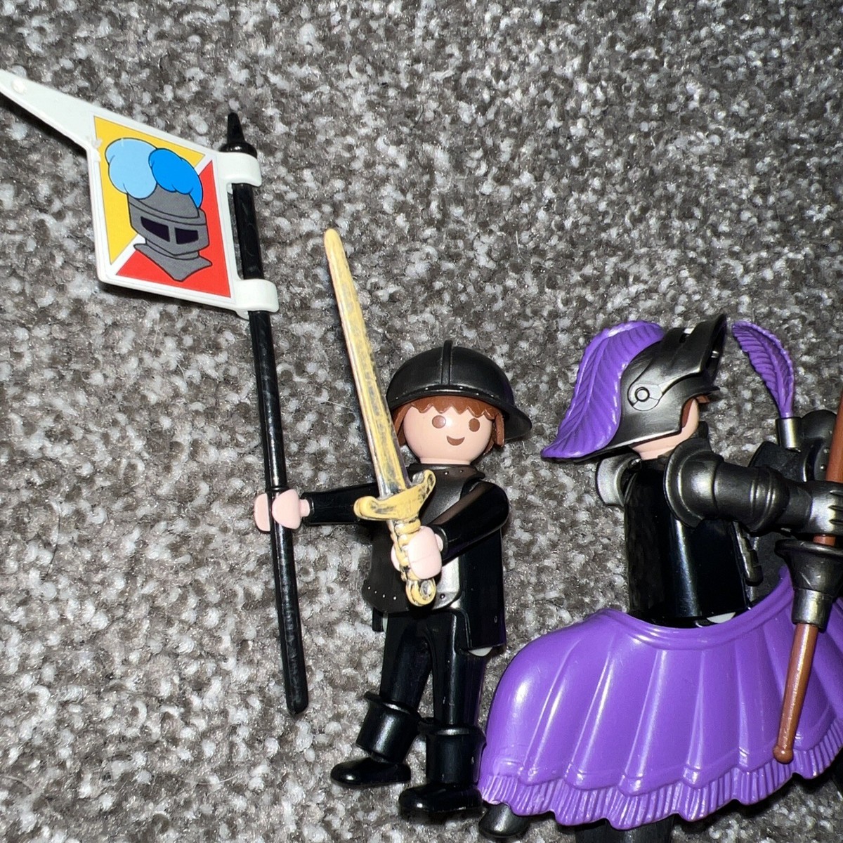 Armure Playmobil Chevalier Noir - Écuyer Vintage, Thème Château Moyen-Âge, Pièce 3329