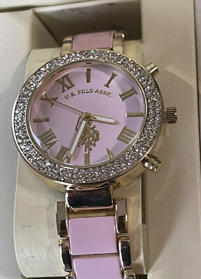 Polo Women's USC40063 Gold-Tone and Pink Bracelet Watch
