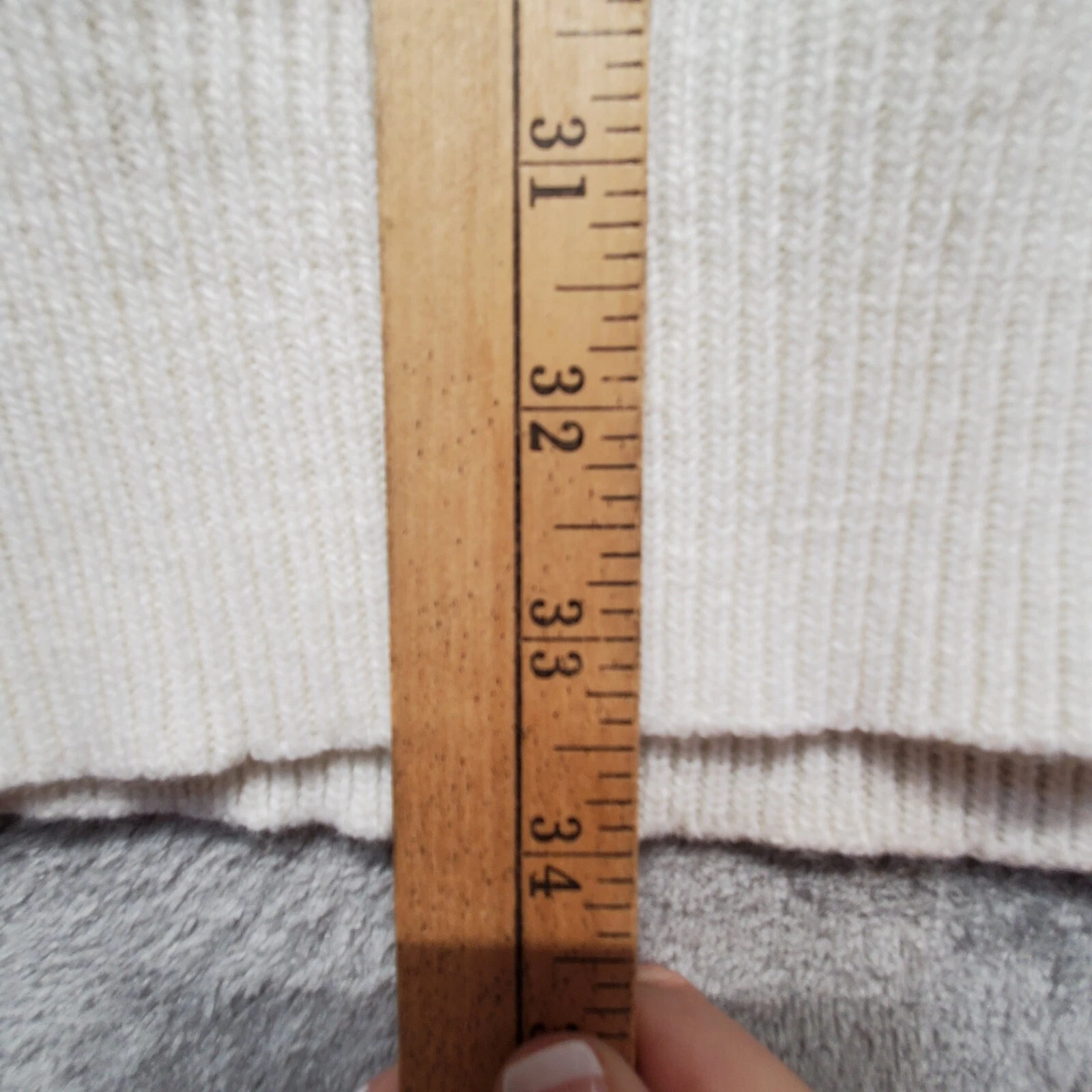 OFF WHITE Maglione donna Lumiere piccolo bianco sporco girocollo maglia tinta unita midi abito tasche