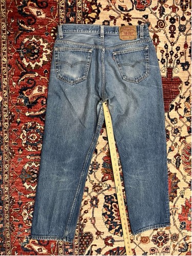 Jeans vintage anni 90 Levi’s 501 dritto sbiadito blu denim 36x30 made in USA grunge - Foto 9 di 11