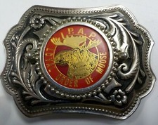 Vintage "P.A.P. Loyal Order of Moose" Medallion Belt Buckle -2