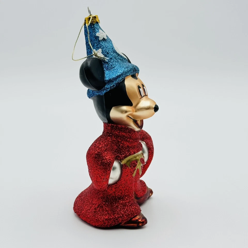 Disney Fantasia Sorcerer Apprentice Mickey Glass Christmas Ornament VINTAGE RARE - Image 3 of 4