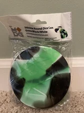Silicone Round Dice Case Polyhedral Gaming Dice RPG Role Play Green Black White