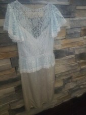 Gunne Sax By Jessica McClintock Vintage ice blue Lace over Satin Dress sz 11/12