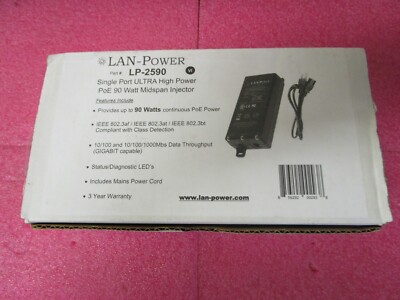 LAN-POWER LP-2590 Single Port Ultra High Power Midspan PoE Injector 90 Watts
