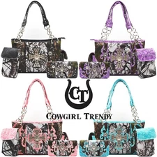Camouflage Cross Studded Women Handbag Concealed Carry Purse Shoulder Bag Wallet