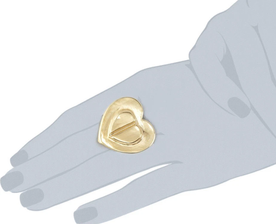 New Betsey Johnson Gold Status Heart Ring in Gold-Tone, Stretch - In Gift Box - Image 2 of 4