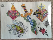 Tattoo Studio Shop Flash Single Jay Pedro Heart Sword Fly Fire 11"X14" Print