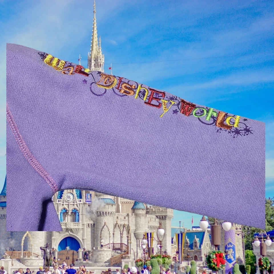 Moletom Walt Disney World bordado com zíper completo costurado roxo lã tamanho P - Imagem 4 de 4