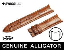 For RAYMOND WEIL BROWN Alligator Curved Ends Watch Crocodile Leather Strap Band