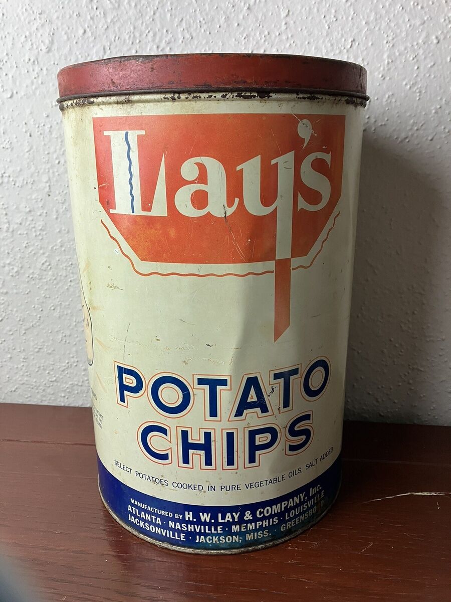Vintage 1 Lb. Metal Tin ~Lay's Potato Chips~ by H W Lay & Co Vintage 1 Lb. Metal Tin ~Lay's Potato Chips~ by H W Lay & Co