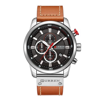 Men's Casual Waterproof Quartz Watch with Calendar, 30M Water Resistance, Imitat