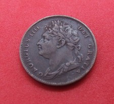 1825 Farthing Coin Copper Great Britain King George IV Farthing Coin