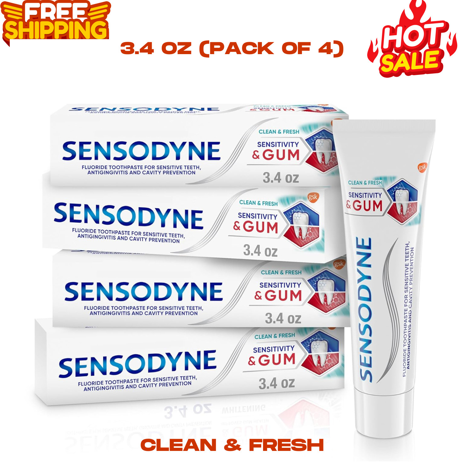 Sensodyne Sensitivity & Gum Sensitive Toothpaste for Gingivitis, Sensitive Teeth