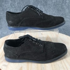 G By Guess Dress Shoes Mens 10 Oxford Black Faux Leather Wingtip Casual GXRYAN