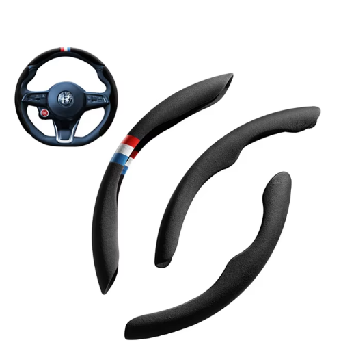 Steering wheel Cover protection For Alfa Romeo Interior Styling Fluff BLACK 3pcs