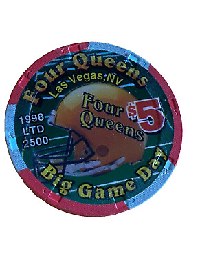 FOUR QUEENS 1998 BIG GAME DAY LTD CASINO $5 CHIP BRONCOS FOUR QUEENS 1998 BIG GAME DAY LTD CASINO $5 CHIP BRONCOS