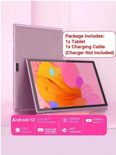 Coopers 10.1" Android 12 Tablet 2GB 32GB Quad Core 1.6GHz WIFI Pink NEW SEALED - Picture 2 of 7